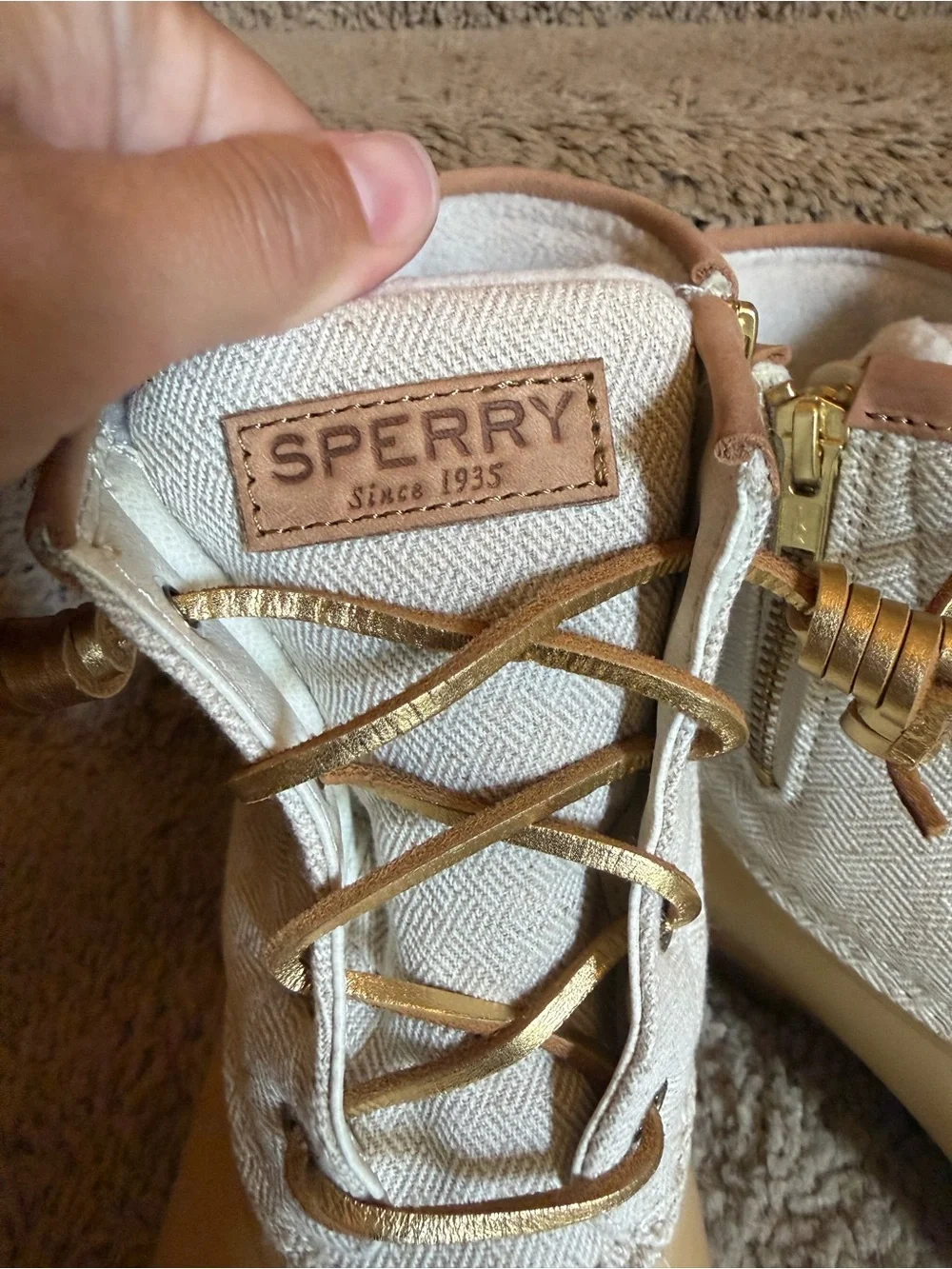 Sperry Gold and Cream Women's Duck Boots